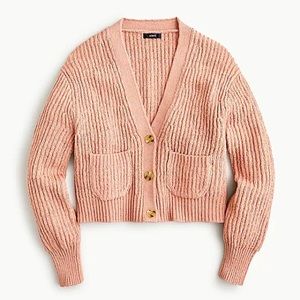 NWT J. Crew pink cropped patch pocket beach cardigan sweater size Medium